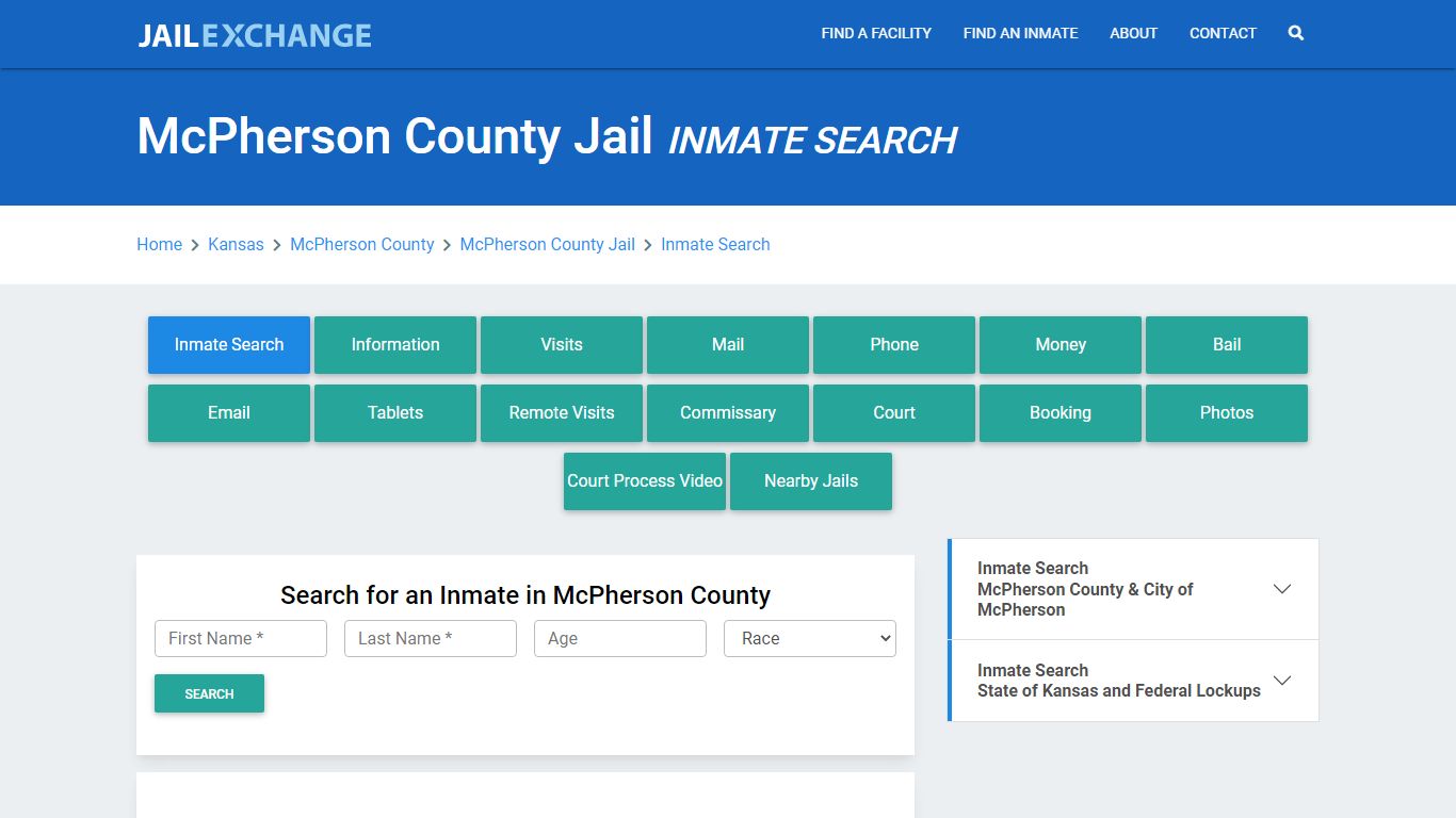 McPherson County Jail, KS Inmate Search: Roster & Mugshots